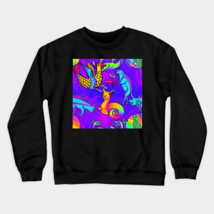 Weird Trippy 90's Medieval Frank Style Art Blue Crewneck Sweatshirt